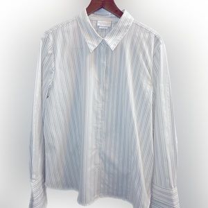 Worthington Stretch easy care button down white and subtle stripes, size 18.